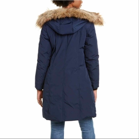Nine West Jacket Hooded Long Parka Navy Small - Picture 3 of 16